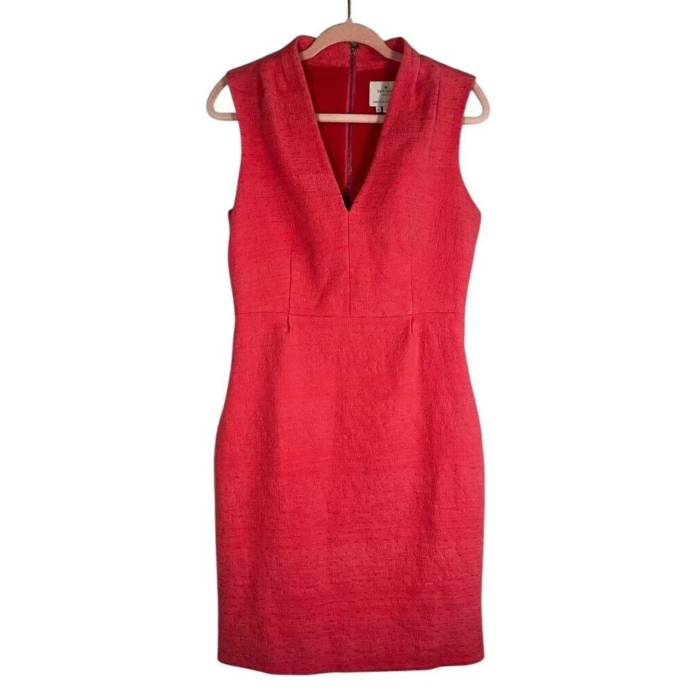 Kate Spade Gwendolyn Havana Coral Dress 12 Tweed Preppy Resort Coquette Chic‎